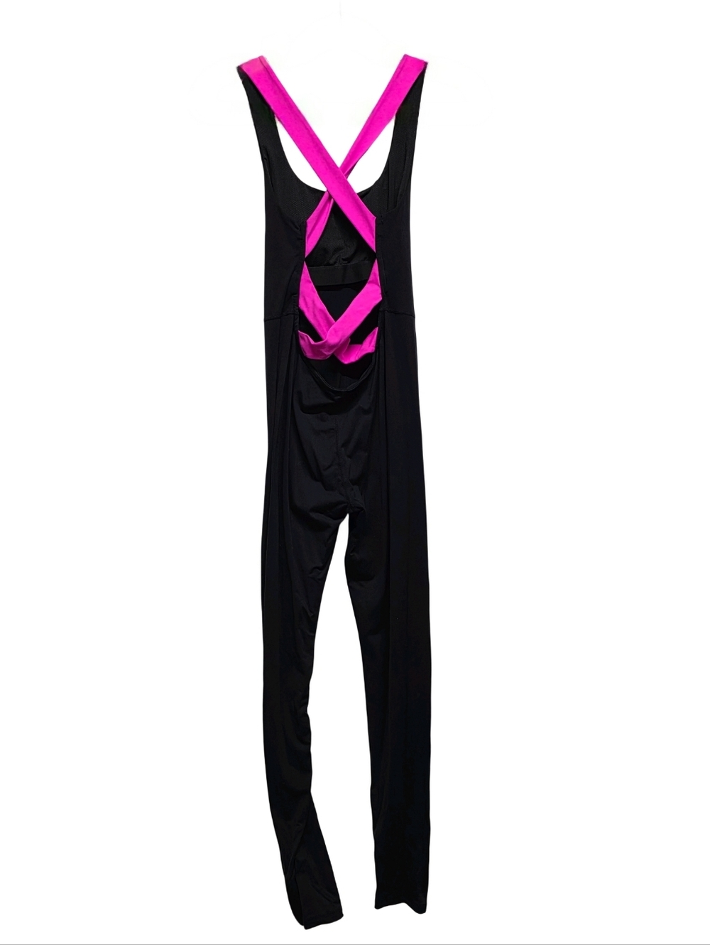 Noli Black Crisscross Strappy Back Jumpsuit Hot Pink Straps Size Small Like New